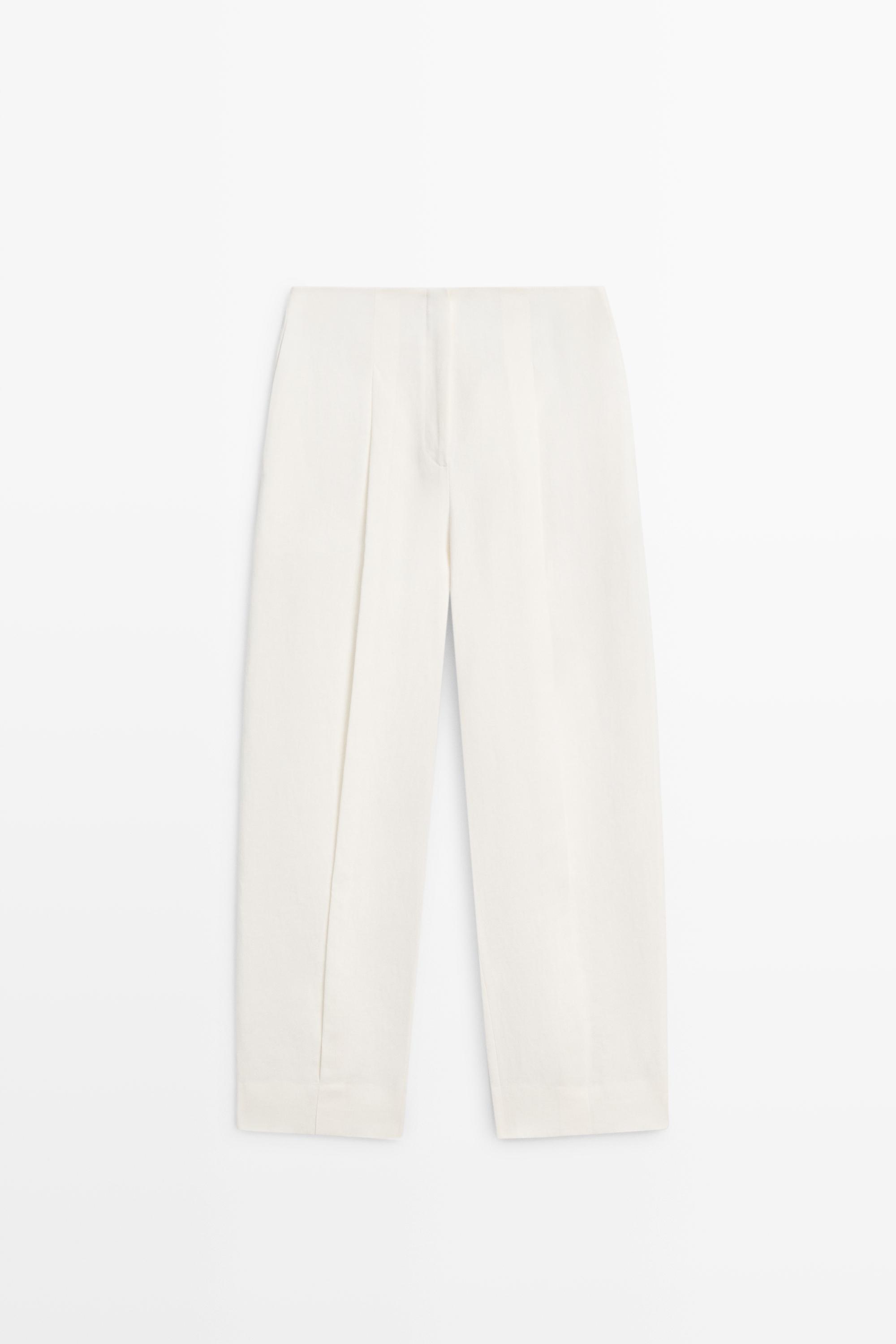 Pantalon à pinces en lin